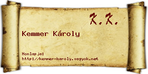 Kemmer Károly névjegykártya