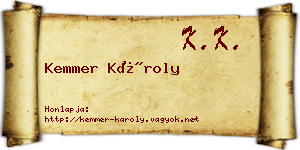 Kemmer Károly névjegykártya